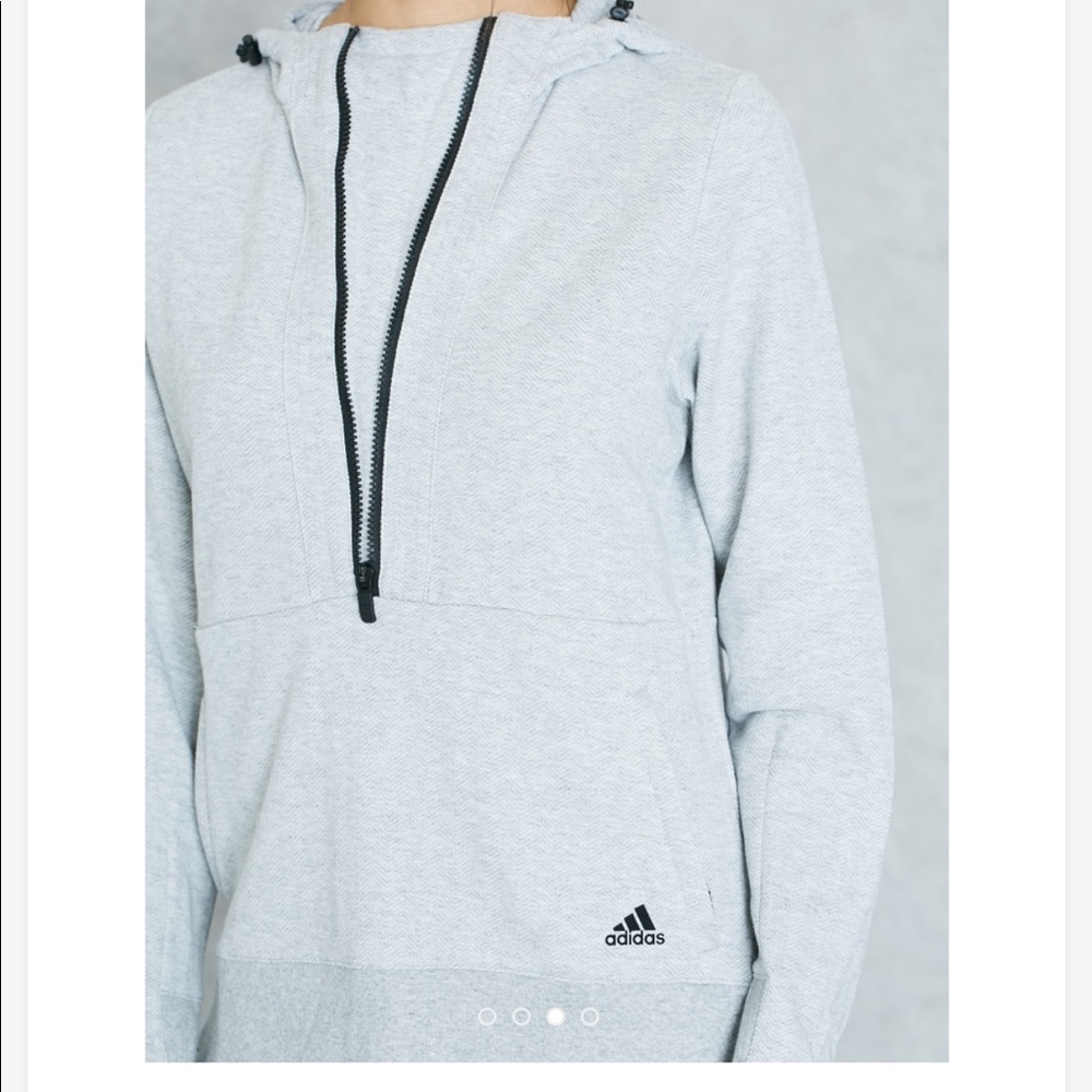 Adidas Herringbone Grey Sweatshirt Hoodie Size XL